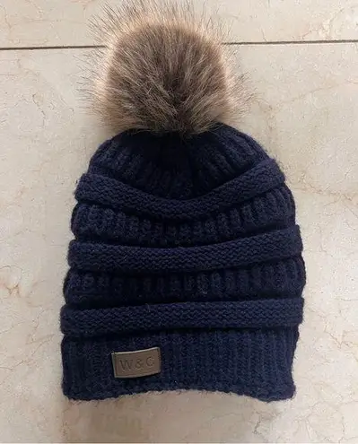 W&C Blue and Brown Knit Pom