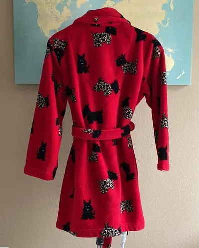 Cute puppies in leopard outfits fluffy robe Red