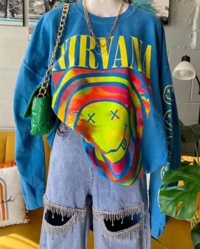 Nirvana Smile overdyed sweatshirt oversized size S|M