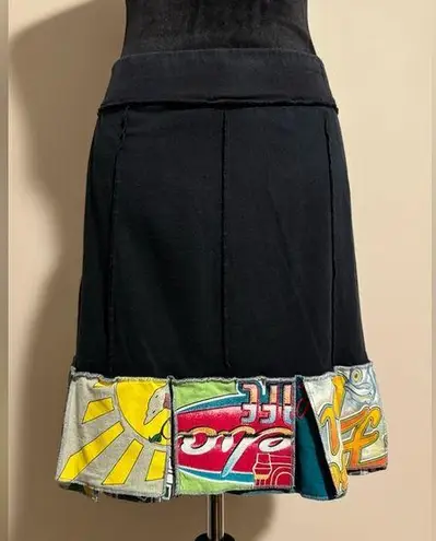 EUC Pantaluna Black Colorful Patchwork Skirt size medium