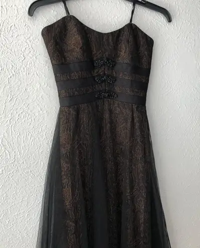 Badgley Mischka Strapless Formal Evening Gown + Matching Jacket/Scarf - Size 2