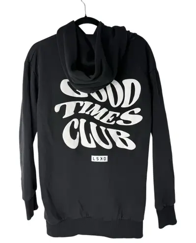 LSKD Good Times Club Hoodie Black White Graphic Pullover Women Size 3XS