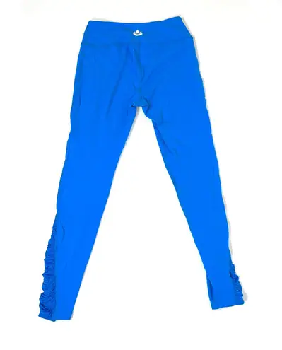 Beyond Yoga Down the Line Ruched Leg Bright Blue Leggings Size Medium