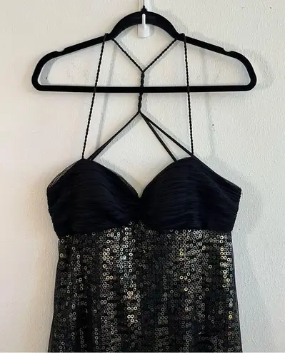 Dave and Johnny by Laura Ryner Dress Black Sequin Skirt Exposed Back Sz 11/12 EUC