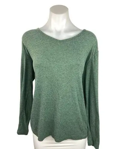 Unbranded Green Round Neck Pullover Simple Long Sleeve Basic T Shirt Top Size L Size L