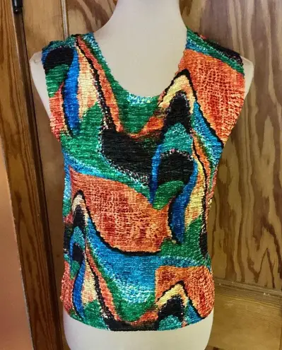 Vtg colorful geometric popcorn summer top