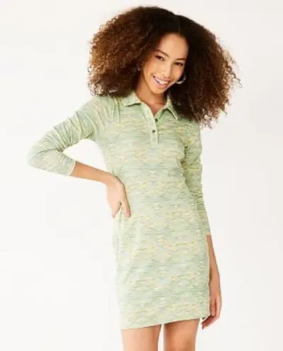 Rewind Bodycon long sleeves mint green Polo Dress XS NWT
