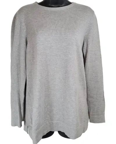 J Jill Gray Crew Neck Long Sleeve Cotton Blend Sweater Women Size S
