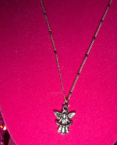 Boutique Sterling Silver 925 Angel Harp Sparkle Necklace Religion Jewelry Catholic Church