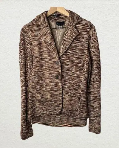 Magaschoni Brown Marbled Texture Silk Knit Blazer Jacket w Tank Neutral Career