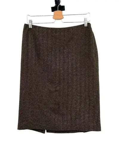 Ralph Lauren  Black Label Tweed Pencil Skirt in Brown Herringbone Size 10