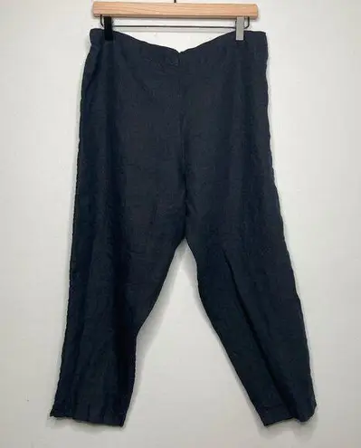 Bryn Walker Pants Womens Large Black Linen Cropped Lagenlook Beachy Minimalist