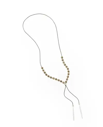 Gorjana new ϟ Pyrite Gem Beaded Necklace ϟ Silver Plated ϟ Spiritual Energy ϟ