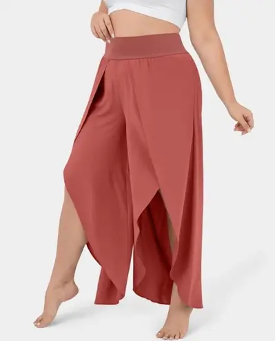 Halara Red High Waisted Palazzo Slit Wide Leg Breezy Pants Sz XL
