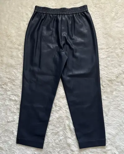 Rebecca Taylor Pants Vegan Leather Track Pant Crop Dark Navy Blue 14 NWT New