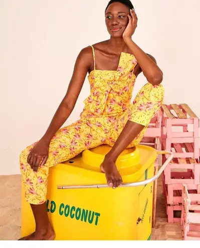 Farm Rio Banana Sunshine Bow Top Jumpsuit In Multi
