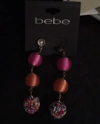 Bebe New  3 tiered thread & Beaded Earrings