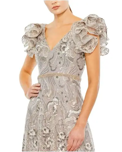 Mac Duggal NWT Embellished Ruffled Cap Sleeve A Line Women’s Dress Sz 14 #68262