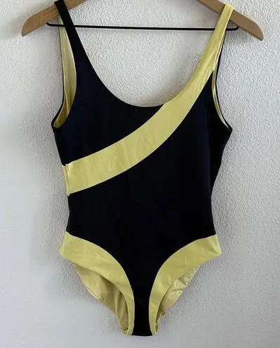 ONIA Swimsuit Rachel Colorblock Black and Yellow One-Piece Swimsuit Medium