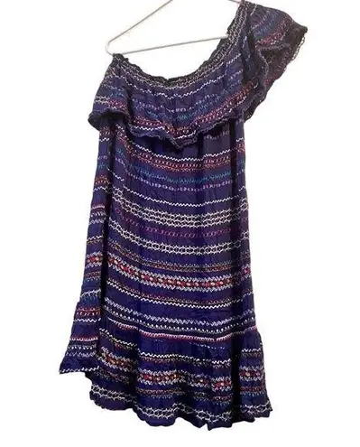 Xhilaration  Women's Off Shoulder Boho Print Dress Sz M