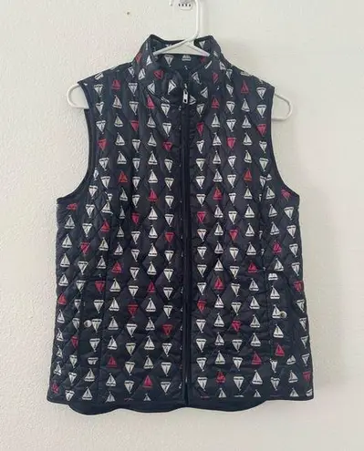 Talbots  Navy Sailboat Quilted Vest Nautical Coastal NWT Size Small