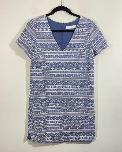Ali & Jay Women's Blue Fully Embroidered V-neck Short Sleeve Mini Dress Size M