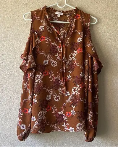 Charming Charlie size XL floral cold shoulders top