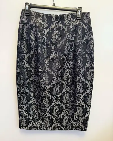 Worthington Size Black And Silver Metallic Pencil Skirt