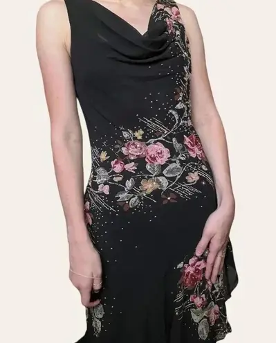 Alex Evenings 90s vintage beaded chiffon cowl neck maxi dress whimsigoth fairy