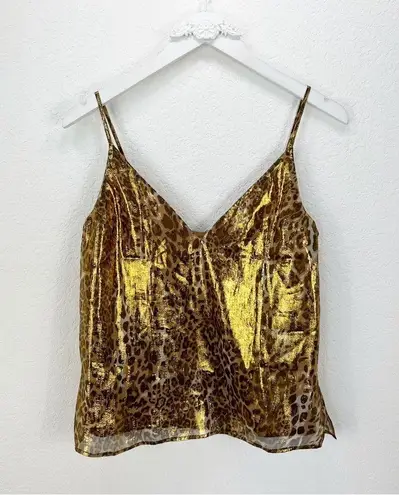 Cami NYC  The Olivia Metallic Gold Silk Blend Camisole Tank Top Animal XS NWT