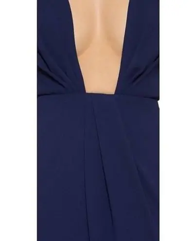 NICHOLAS Navy Crepe Deep V Gathered Sleeveless Dress Size 8 Formal Cocktail Blue