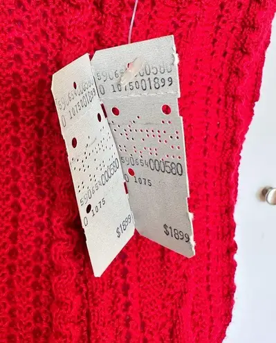Vintage Cable Knit Sweater Size M Red Short Sleeve Statement Sleeve Deadstock Size M