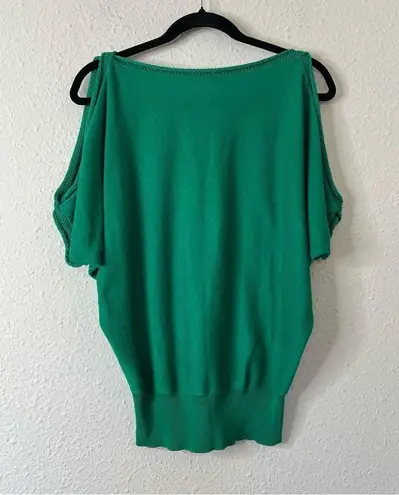 Trina Turk  Cold Shoulder Short Sleeve Sweater in Green Size Small