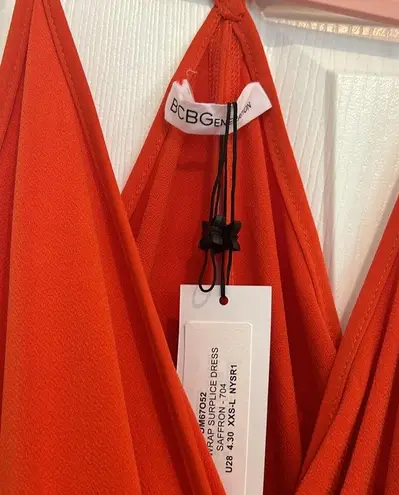 BCBGeneration BNWT  Twist Wrap Surplice Dress Orange Size Small