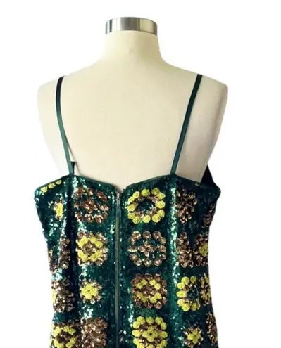 Johnny Was Gemini Sequin Dress Sleeveless Mini Sparkle Floral Cocktail Large NWT