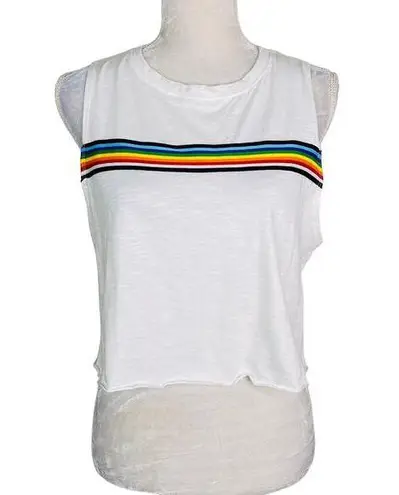 Tres Bien Sleeveless Cropped Tee Rainbow Large New