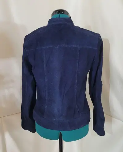 Anne Klein  Blue Suede Leather Jacket - Size Small