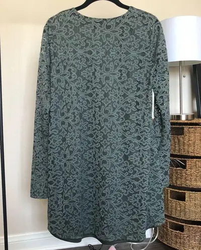 Show Me Your Mumu NWOT New  Green Crochet Lace Eyelet Long Sleeve Dress XS
