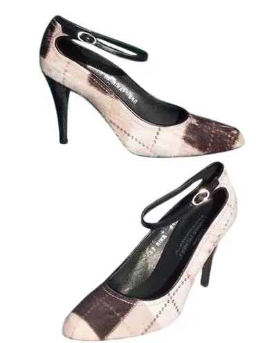 Donald Pliner Gator Leather Multi Plaid Distress Hair Calf Shoe Pump NWT $385 Black Size 6.5