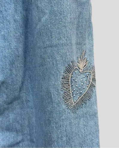 Johnny Was Noah Pleated High Rise Embroidered Trouser Jean