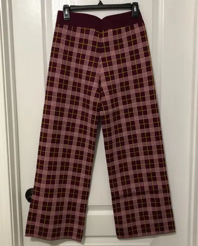 Daydreamer Women's Pants Size Medium Pink Red Plaid Cropped Knit Retro NWT