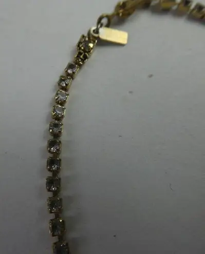 Monet  Vintage Gold Tone Delicate Clear Rhinestone Tennis Bracelet Sparkly Retro