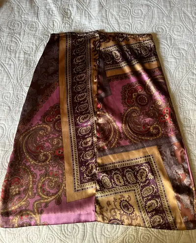 Wrapper Vintage Printed Midi Skirt