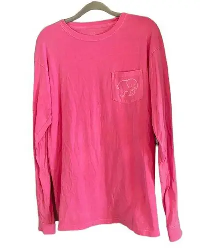 Ivory Ella Pink  Elephant Long Sleeve Top Women’s Size Medium Soft Casual Shirt!