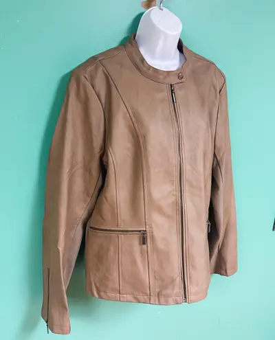 Mo-Ka Tan Faux Leather Jacket