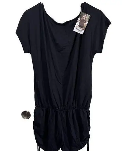 Mapale Women Loose Fit Romper with Drawstring on the Sides Black style 5736 M Size M