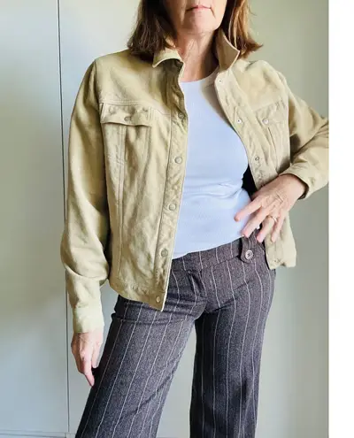 Vintage 90s Suede Jacket Size Large Light Tan Minimalist Classic Fall Vibes