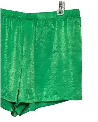 Abound  Shorts Women's L Green Elastic Waist High Rise Pull On Polyester New