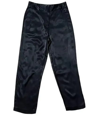 Aritzia Wilfred Black Cropped Satin Trouser Pants Size 6 Minimalist Evening