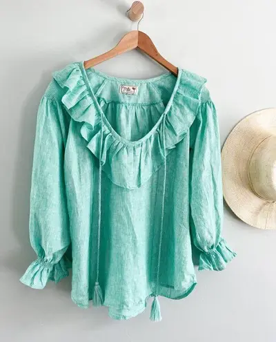 Mille Resort & Travel | May Top | Green White Stripe | Sz XXS